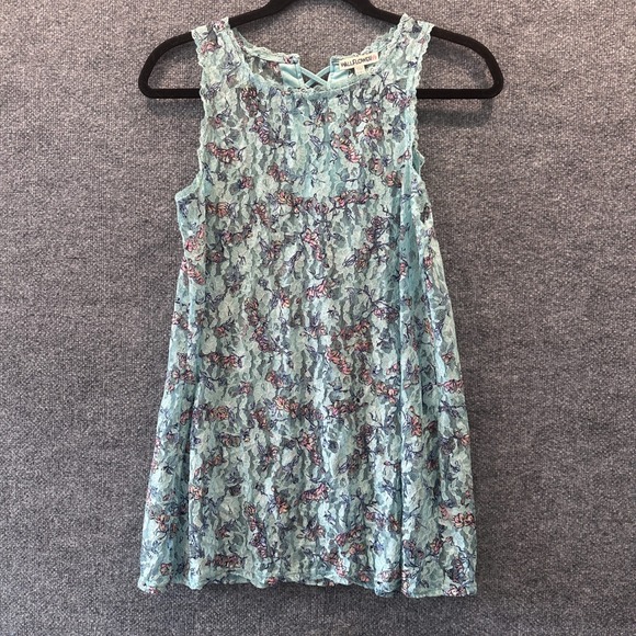 Wallflower Tops - TWO Wallflower Sheer Lace Tank Blue Floral & Tan Lace Up Sz L Coquette Soft Girl